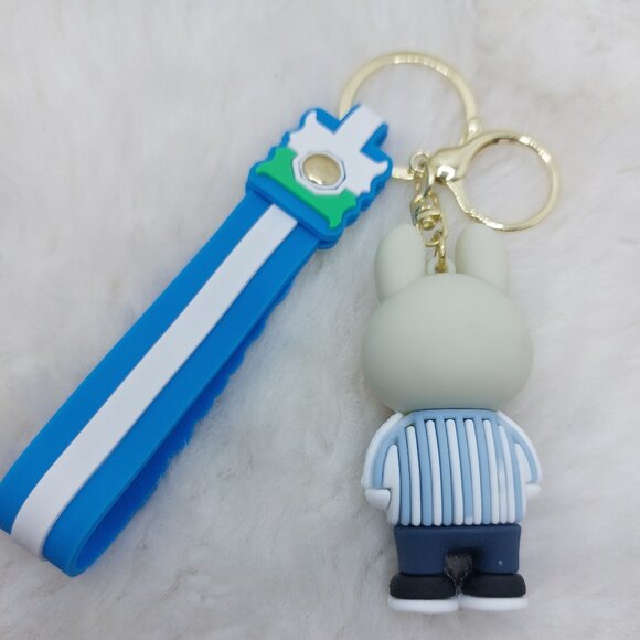 2/$25 Labubu blue strip shirt keychain with strap "Strive" - Picture 2 of 6